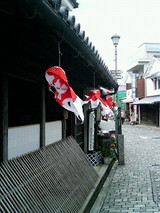 白壁の町　金魚